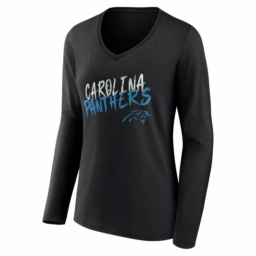 Women's Hustle Personalized Name & Number Long Sleeve V-Neck T-Shirt - Carolina Panthers T-shirts