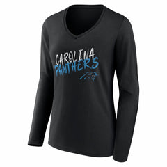 Women's Hustle Personalized Name & Number Long Sleeve V-Neck T-Shirt - Carolina Panthers T-shirts