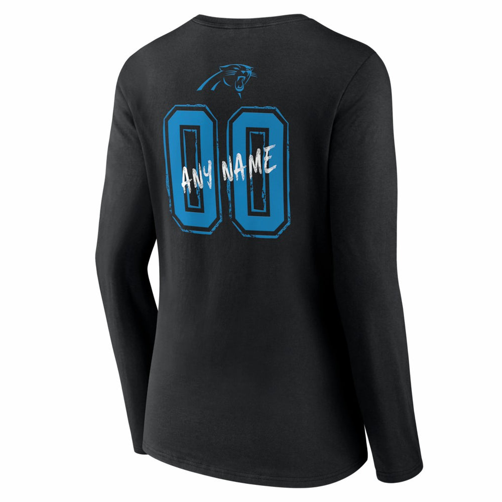 Women's Hustle Personalized Name & Number Long Sleeve V-Neck T-Shirt - Carolina Panthers T-shirts