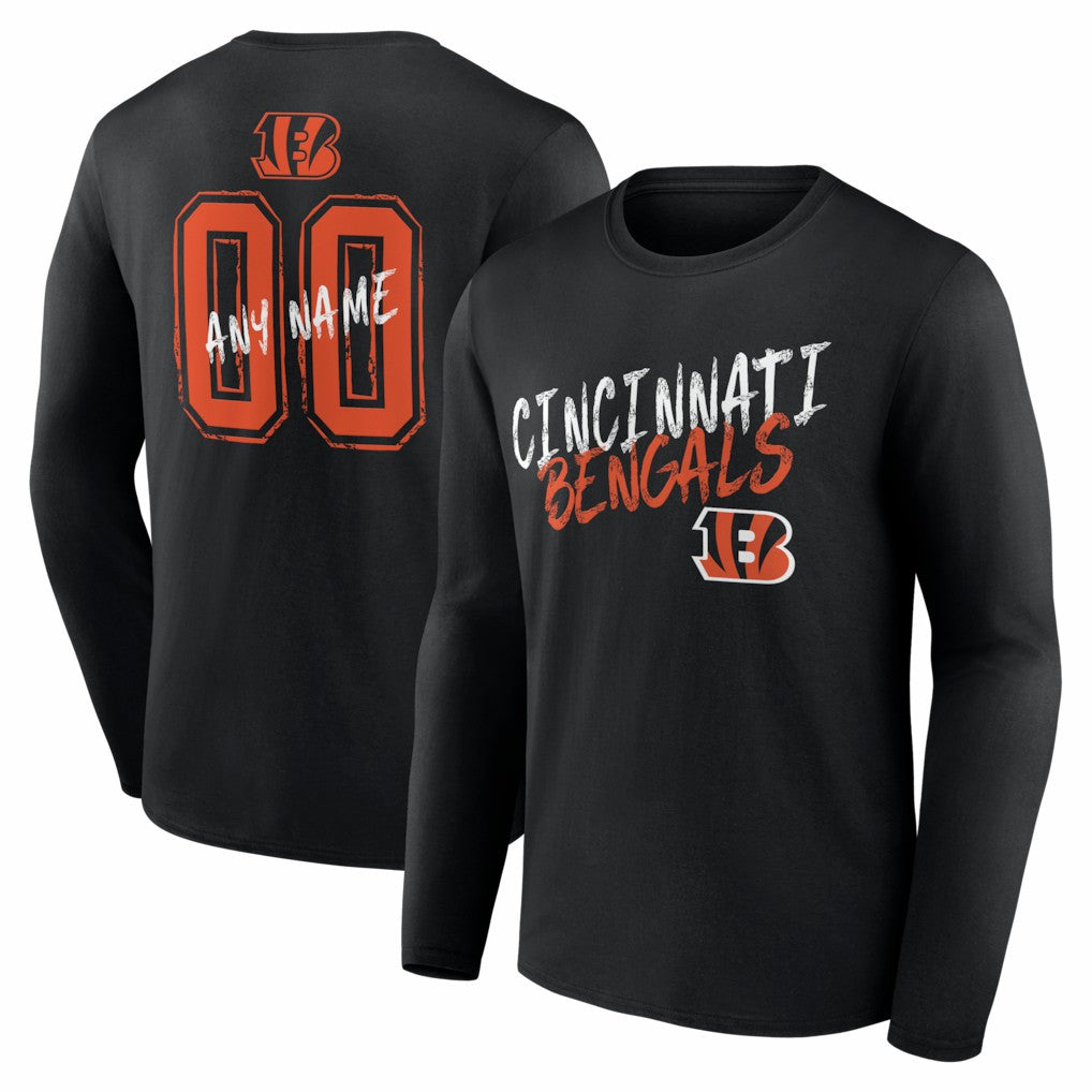 Hustle Personalized Name & Number Long Sleeve T-Shirt - Cincinnati Bengals T-shirts