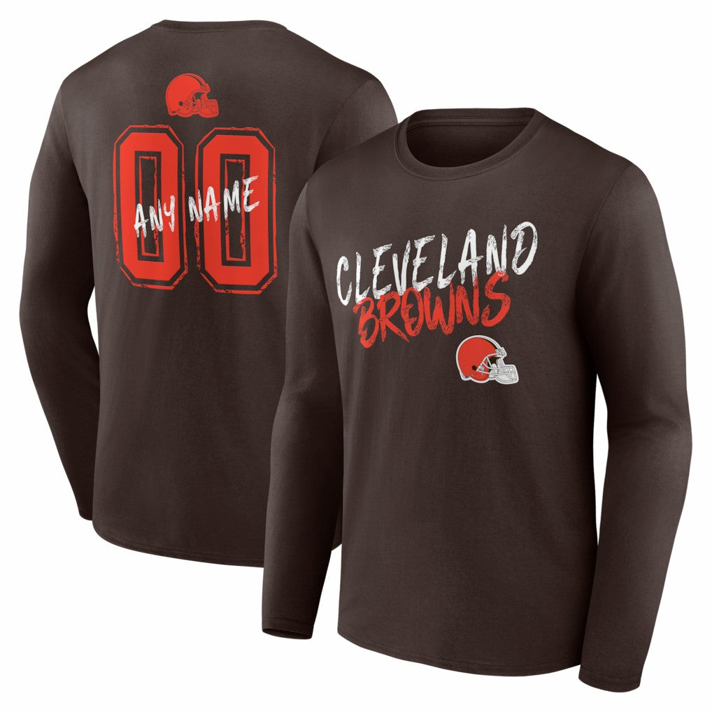Hustle Personalized Name & Number Long Sleeve T-Shirt - Cleveland Browns T-shirts