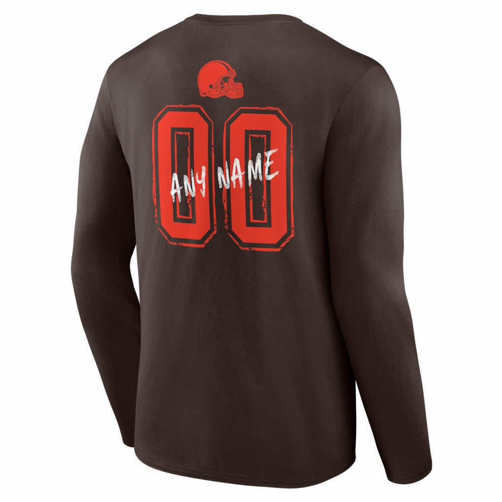 Hustle Personalized Name & Number Long Sleeve T-Shirt - Cleveland Browns T-shirts