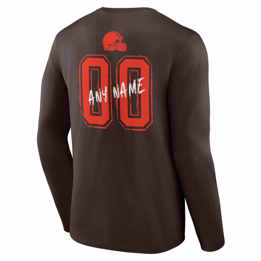 Hustle Personalized Name & Number Long Sleeve T-Shirt - Cleveland Browns T-shirts