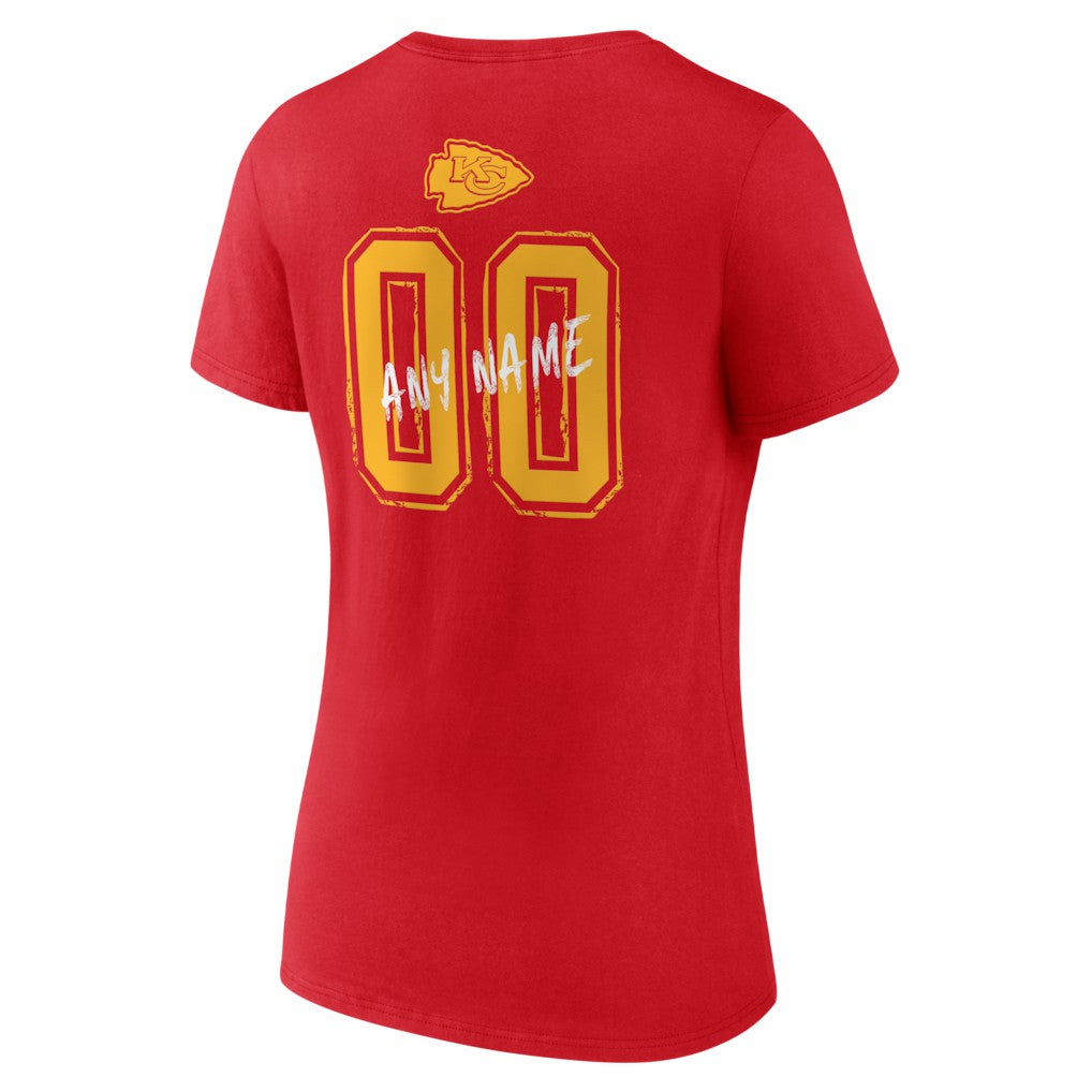 Women's Hustle Personalized Name & Number V-Neck T-Shirt - Kansas City Chiefs T-shirts
