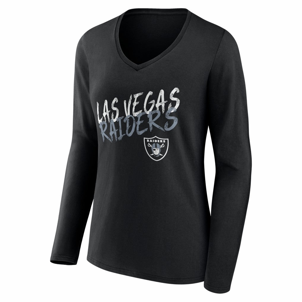 Women's Hustle Personalized Name & Number Long Sleeve V-Neck T-Shirt - Las Vegas Raiders T-shirts