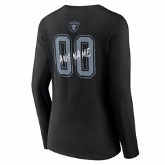 Women's Hustle Personalized Name & Number Long Sleeve V-Neck T-Shirt - Las Vegas Raiders T-shirts
