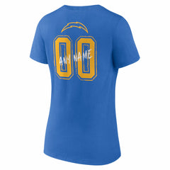 Women's Hustle Personalized Name & Number V-Neck T-Shirt - Los Angeles Chargers T-shirts