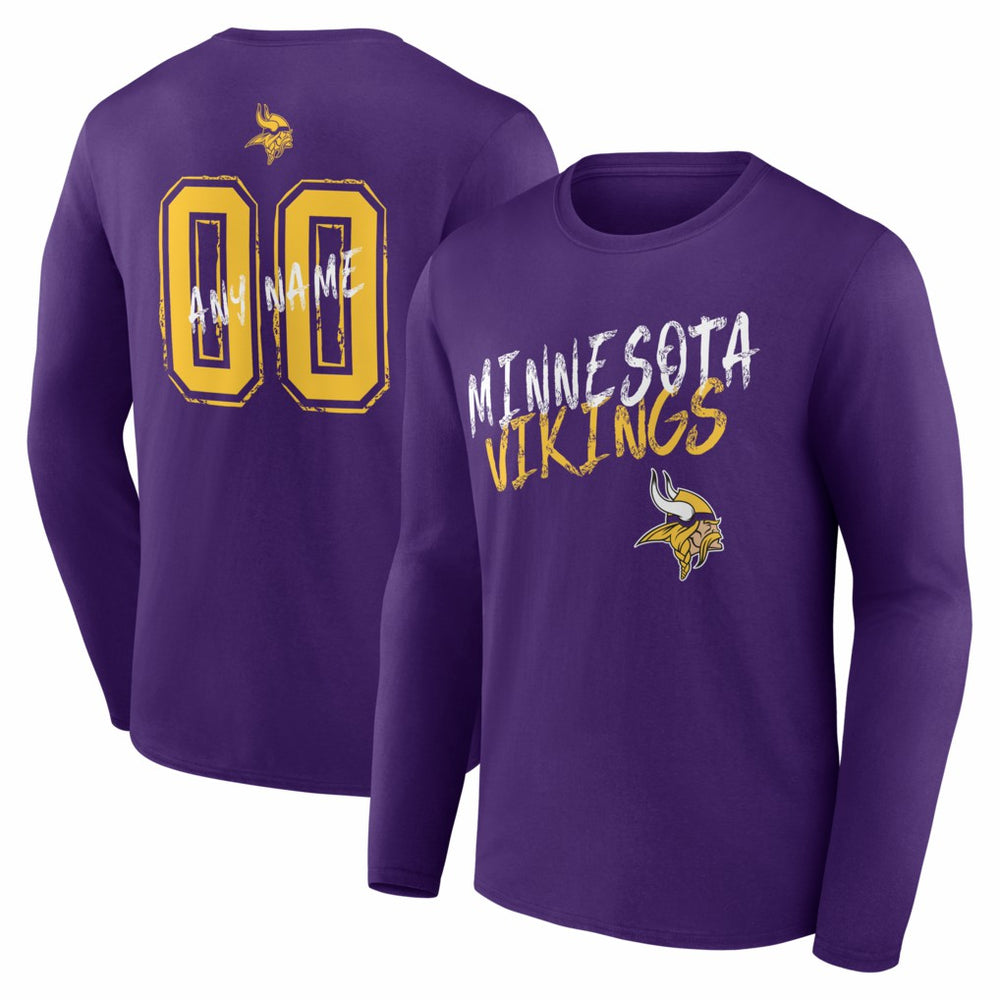 Hustle Personalized Name & Number Long Sleeve T-Shirt - Minnesota Vikings T-shirts