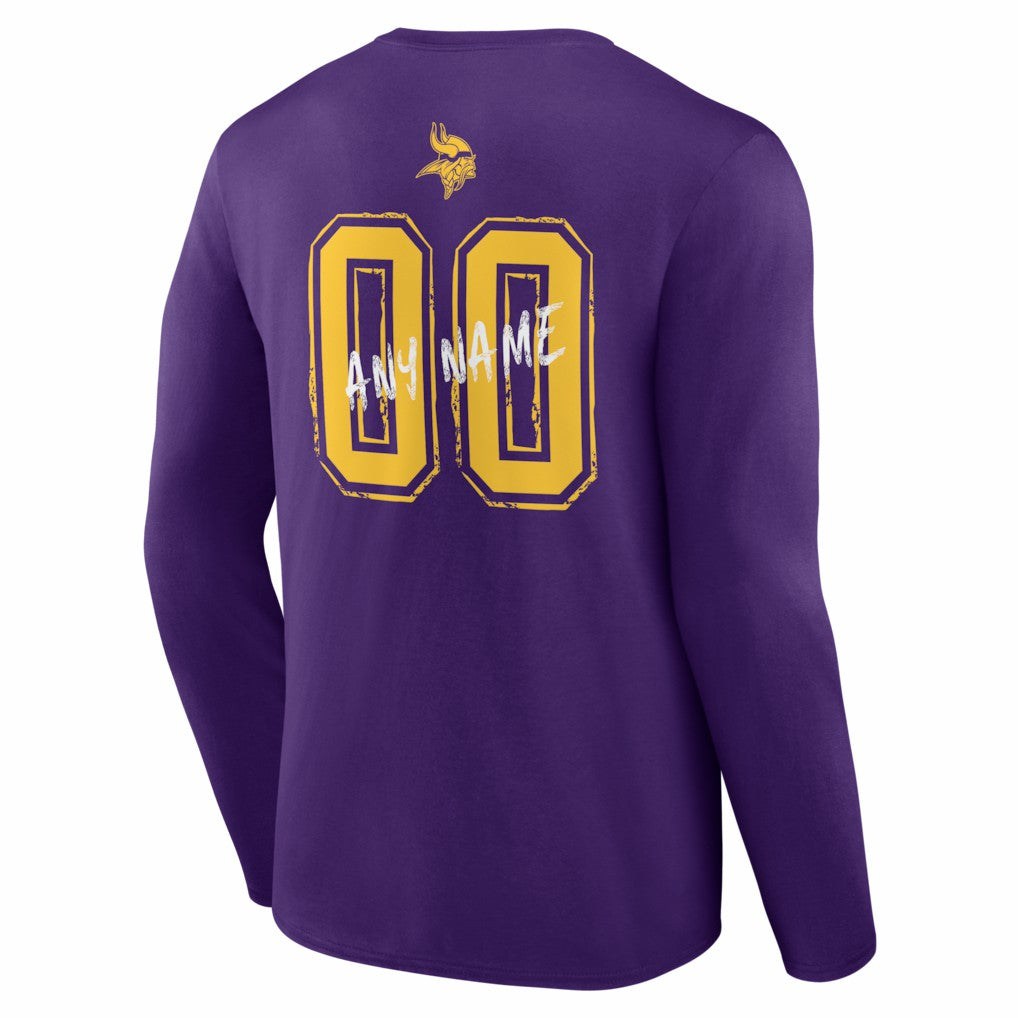 Hustle Personalized Name & Number Long Sleeve T-Shirt - Minnesota Vikings T-shirts