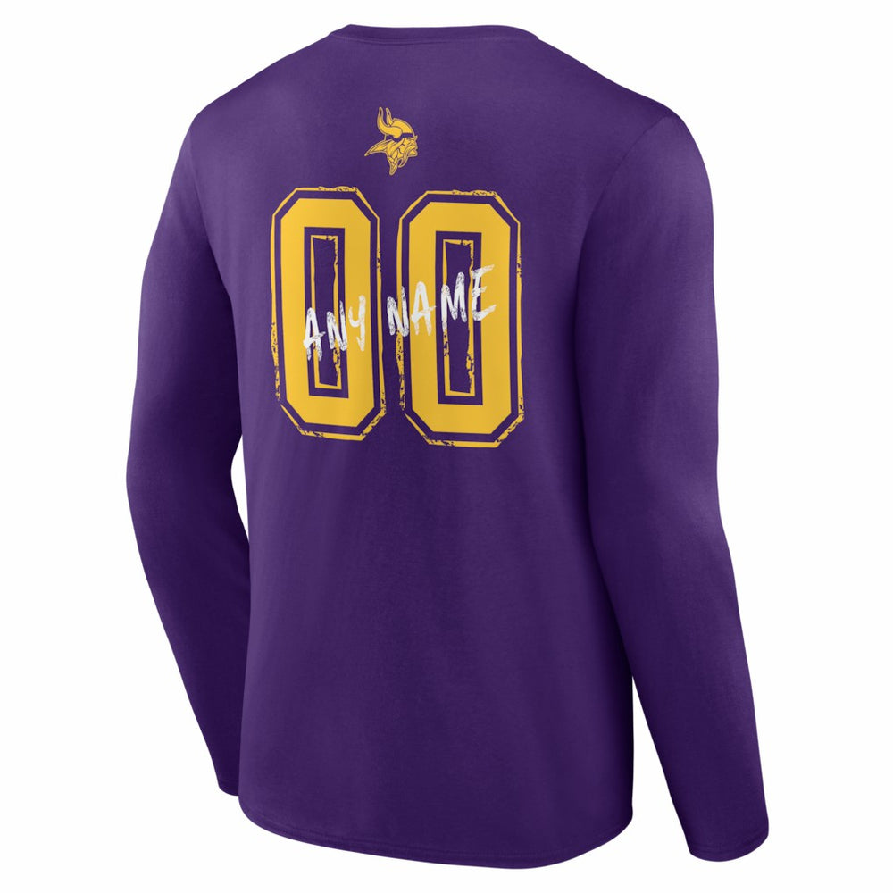 Hustle Personalized Name & Number Long Sleeve T-Shirt - Minnesota Vikings T-shirts