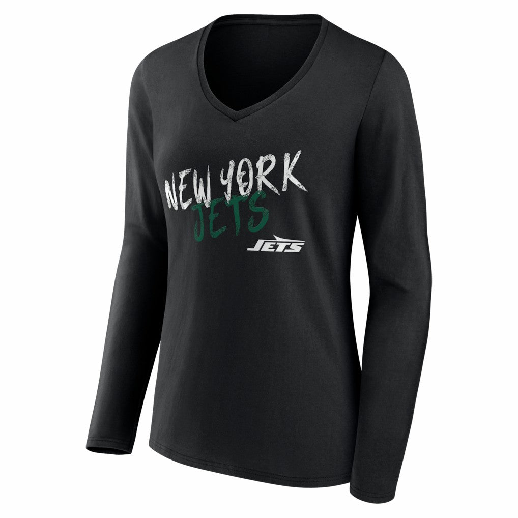 Women's Hustle Personalized Name & Number Long Sleeve V-Neck T-Shirt - New York Jets T-shirts