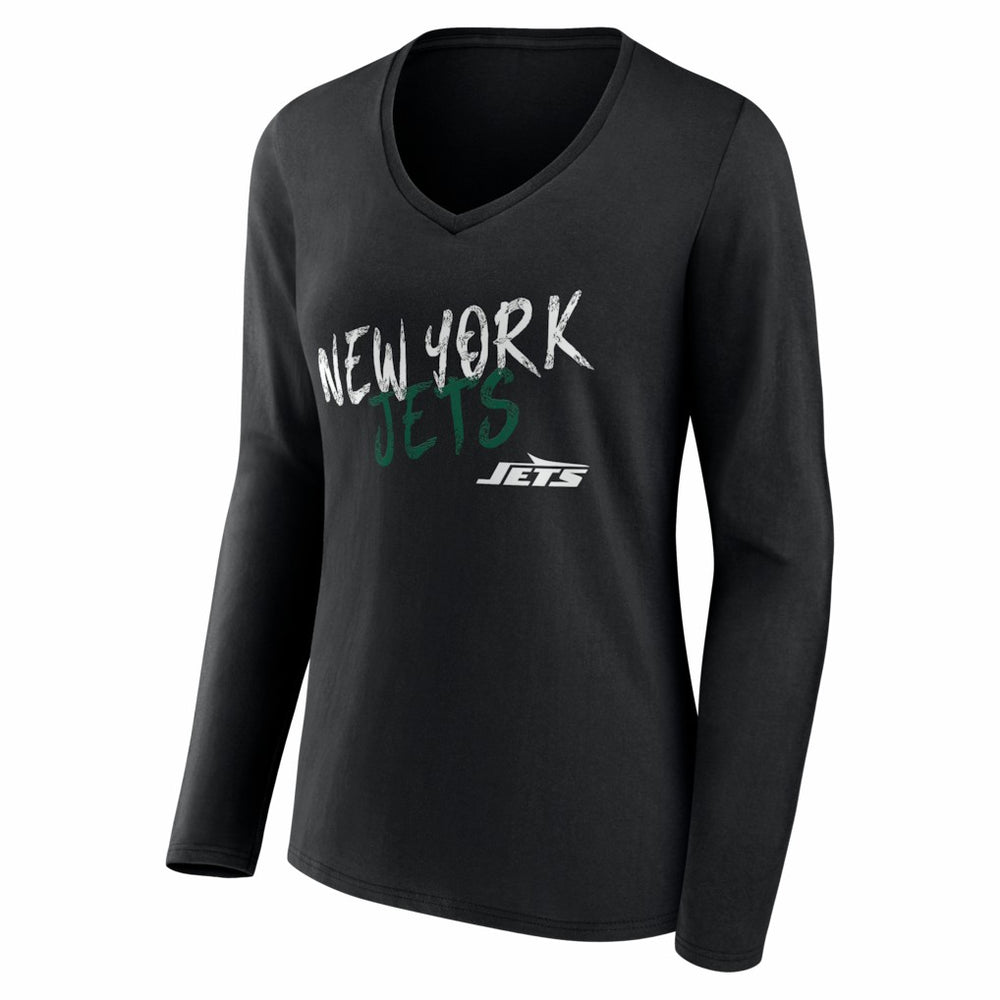 Women's Hustle Personalized Name & Number Long Sleeve V-Neck T-Shirt - New York Jets T-shirts