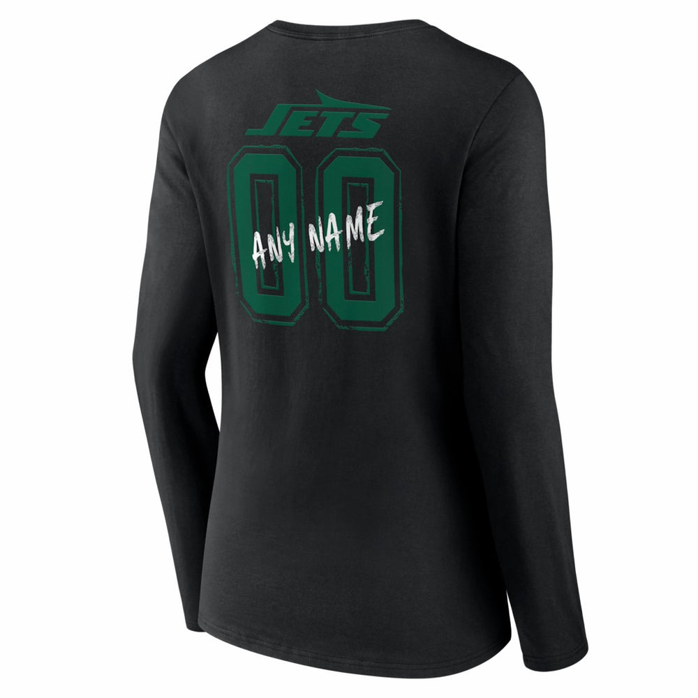 Women's Hustle Personalized Name & Number Long Sleeve V-Neck T-Shirt - New York Jets T-shirts