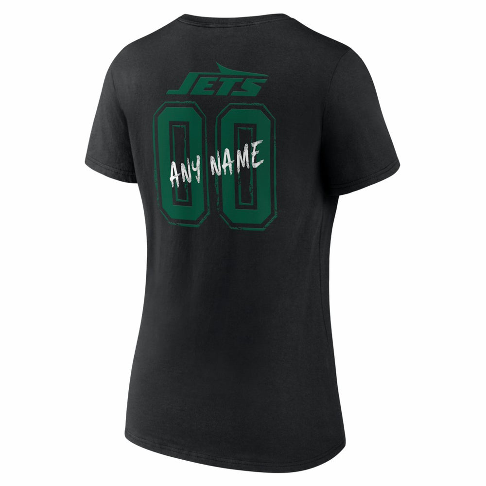 Women's Hustle Personalized Name & Number V-Neck T-Shirt - New York Jets T-shirts