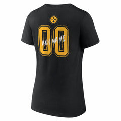 Women's Hustle Personalized Name & Number V-Neck T-Shirt - Pittsburgh Steelers T-shirts