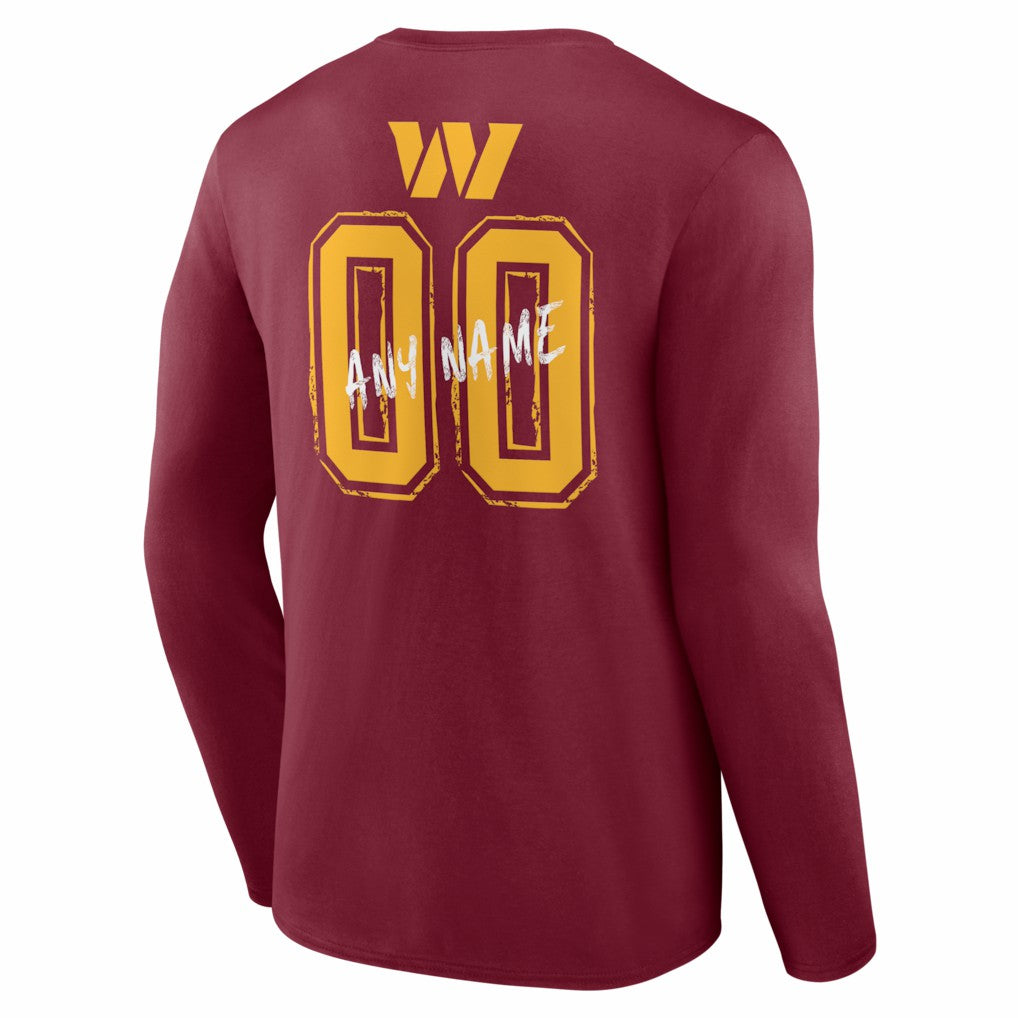 Hustle Personalized Name & Number Long Sleeve T-Shirt - Washington Commanders T-shirts