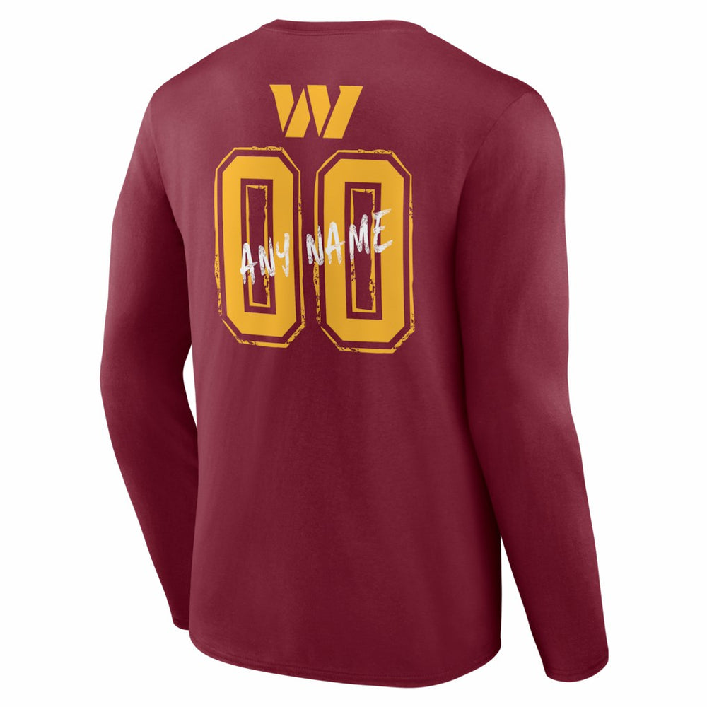 Hustle Personalized Name & Number Long Sleeve T-Shirt - Washington Commanders T-shirts