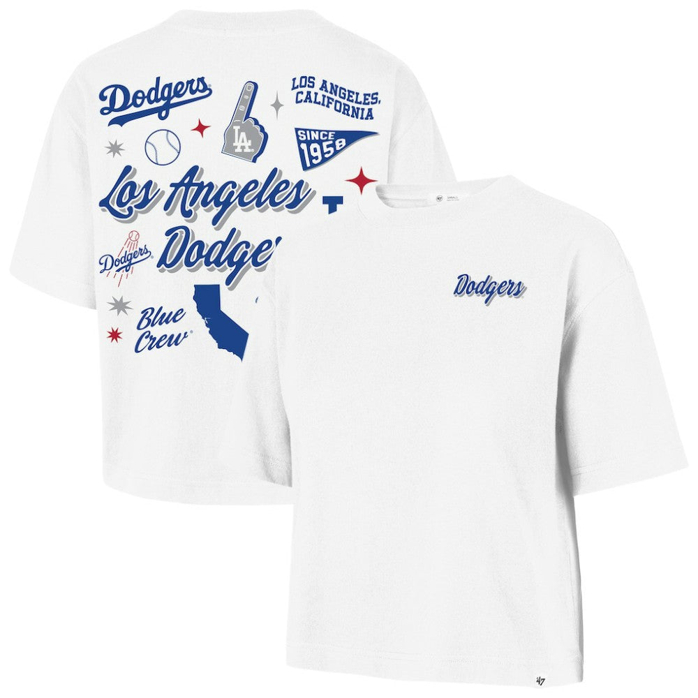 White Los Angeles Dodgers '47 Women's Collage Script Reed City T-Shirt