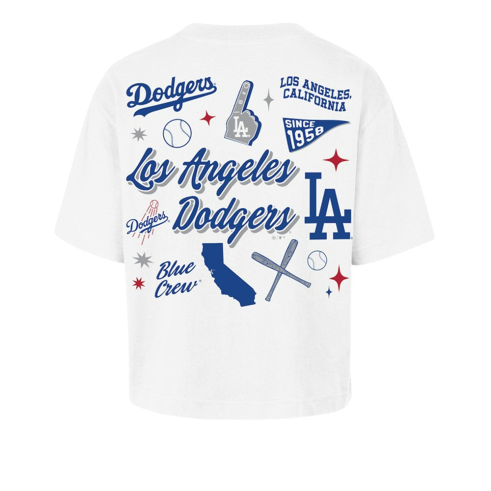 White Los Angeles Dodgers '47 Women's Collage Script Reed City T-Shirt