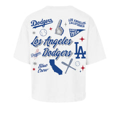 White Los Angeles Dodgers '47 Women's Collage Script Reed City T-Shirt