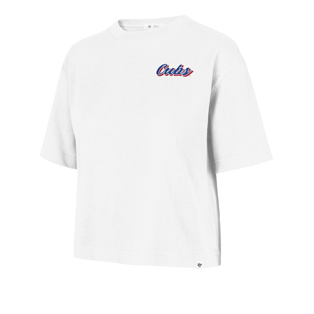 White Chicago Cubs '47 Women's Collage Script Reed City T-Shirt