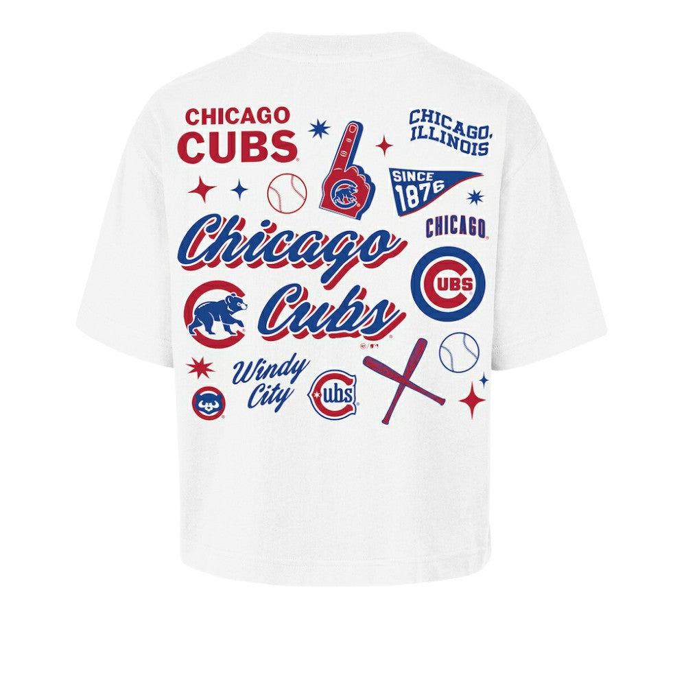 White Chicago Cubs '47 Women's Collage Script Reed City T-Shirt