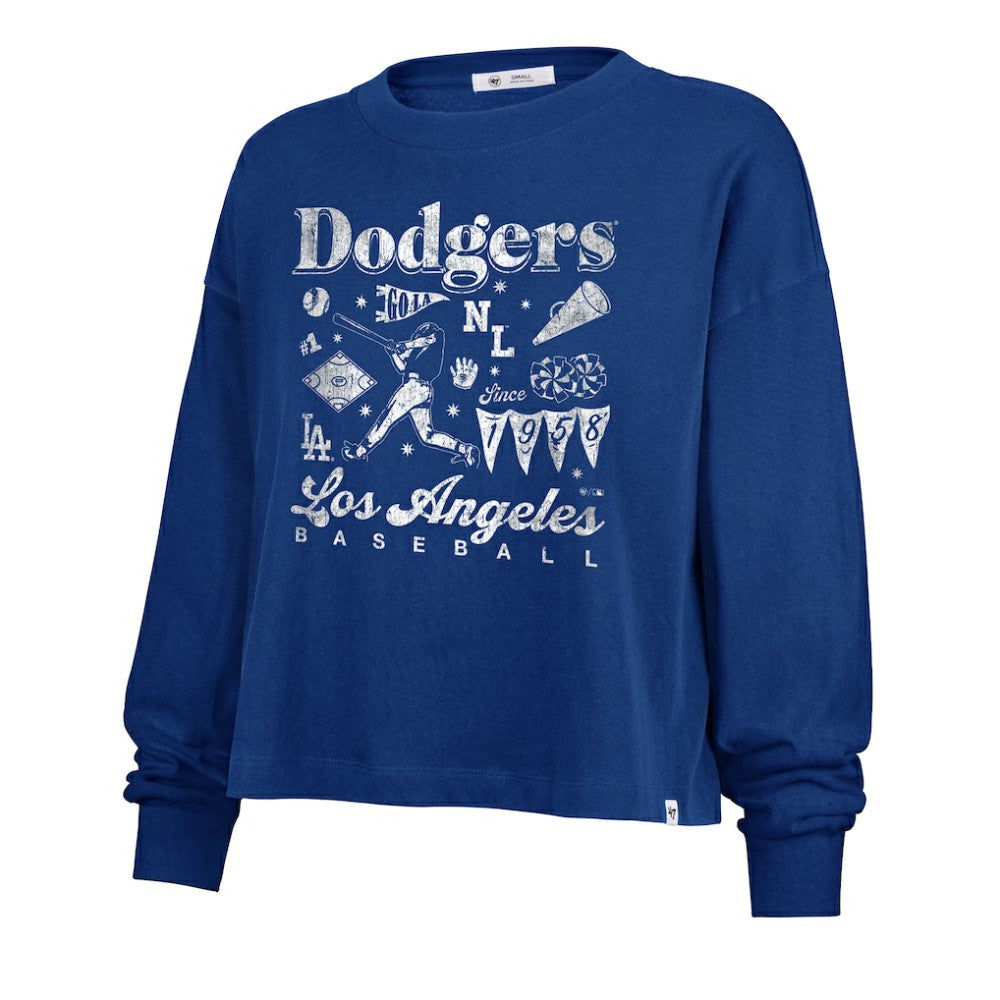 Royal Los Angeles Dodgers '47 Women's Team Collage Sydney Long Sleeve T-Shirt