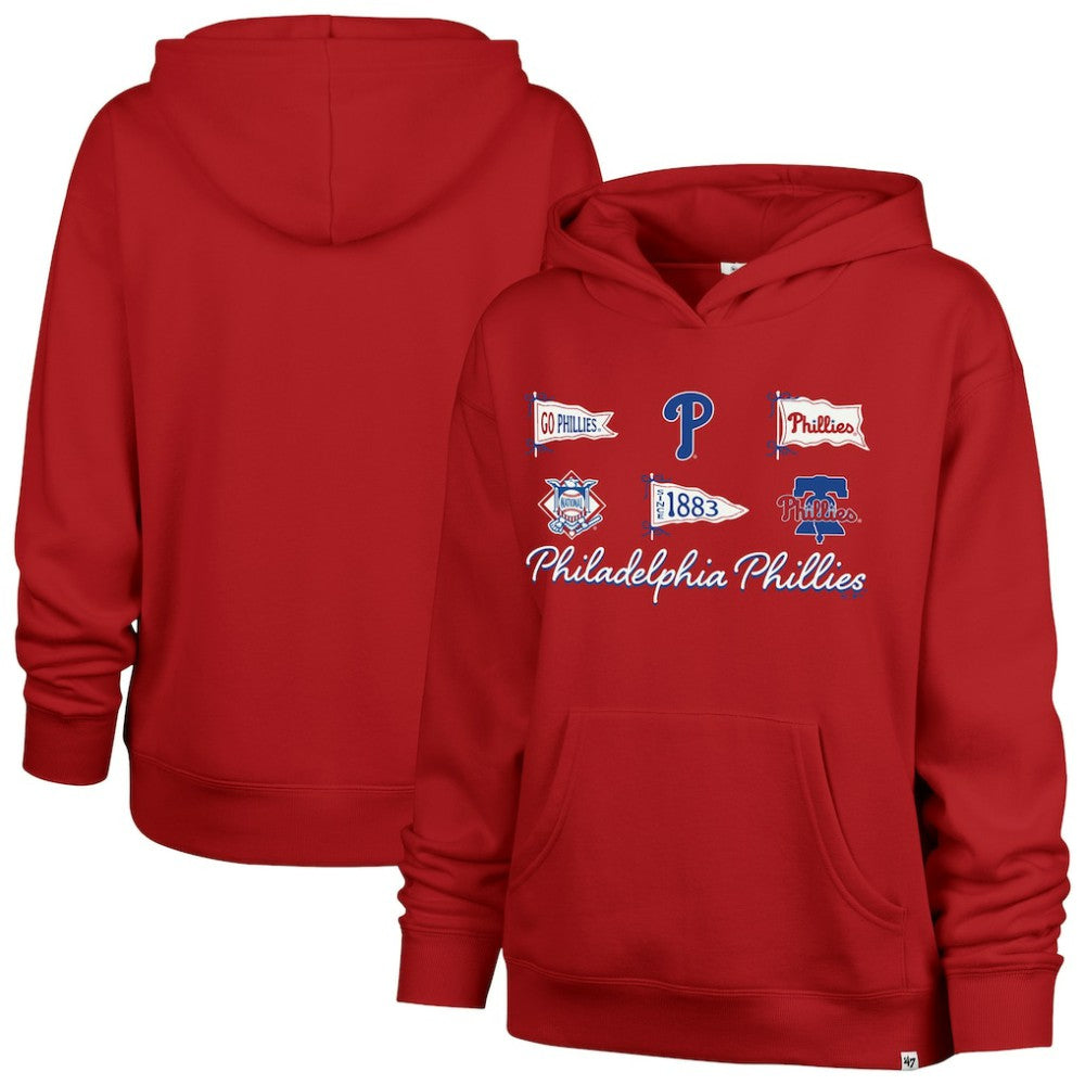 Red Philadelphia Phillies '47 Women's Bow & Banners Naomi Hoodie