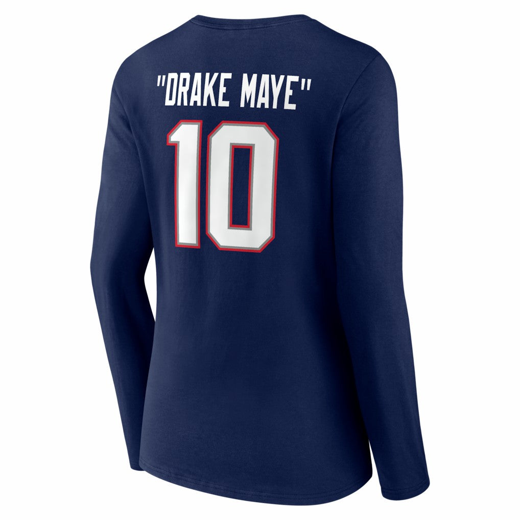 Drake Maye  Women's Nickname V-Neck Long Sleeve T-Shirt - New England Patriots T-shirts