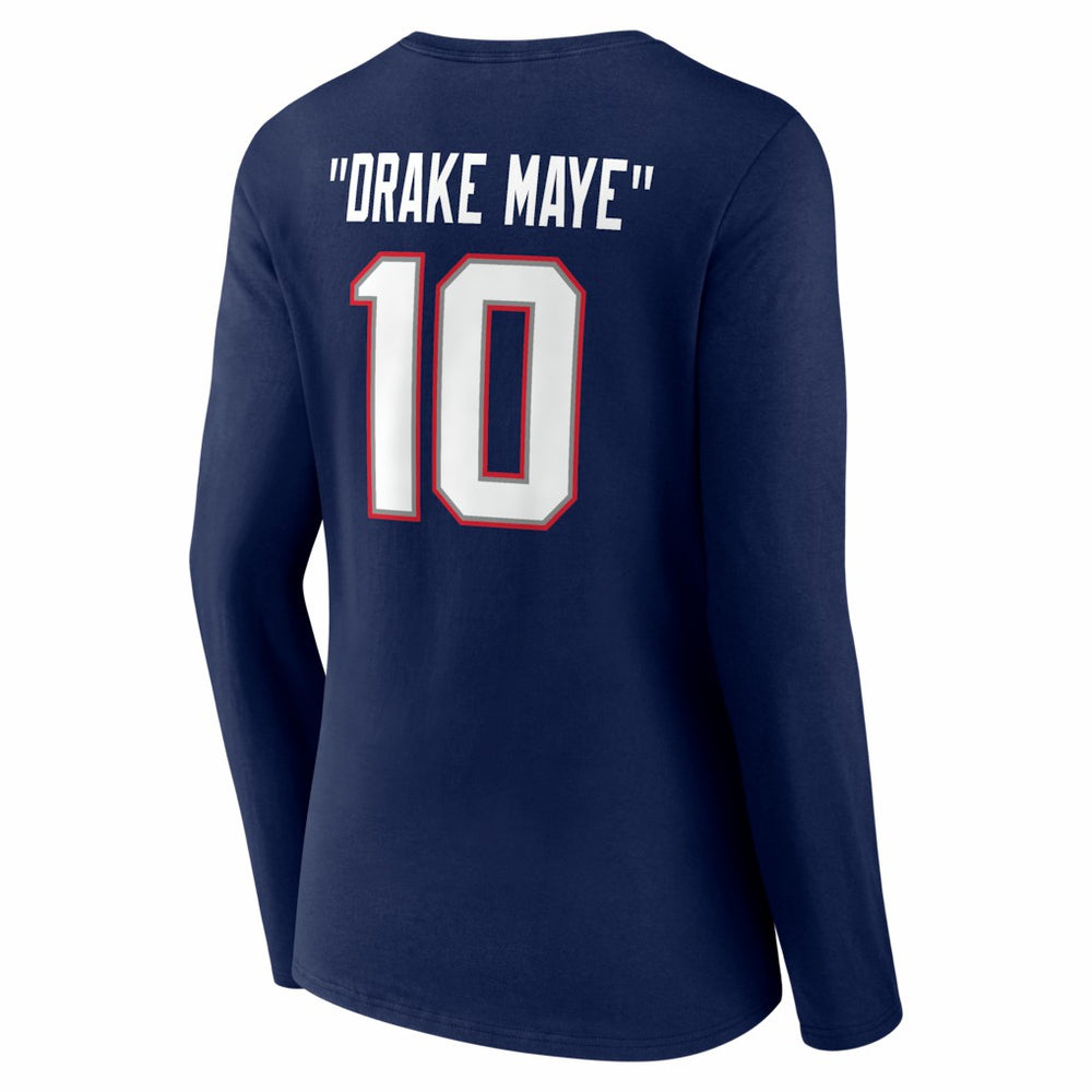 Drake Maye  Women's Nickname V-Neck Long Sleeve T-Shirt - New England Patriots T-shirts