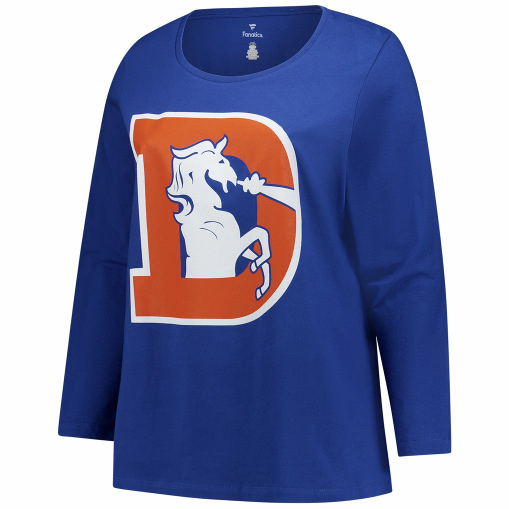 Women's Plus Size Primary Logo Long Sleeve Scoop Neck T-Shirt - Denver Broncos T-shirts