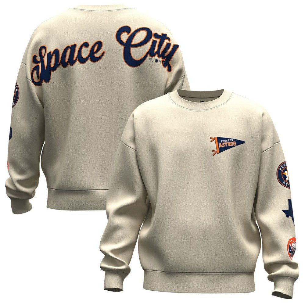 Tan Houston Astros Fanatics Unisex Spirit Jersey Fleece Crewneck Pennant Sweatshirt