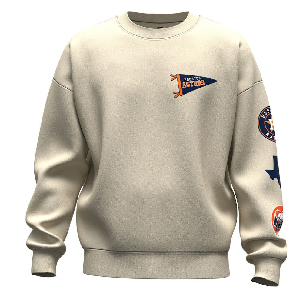 Tan Houston Astros Fanatics Unisex Spirit Jersey Fleece Crewneck Pennant Sweatshirt