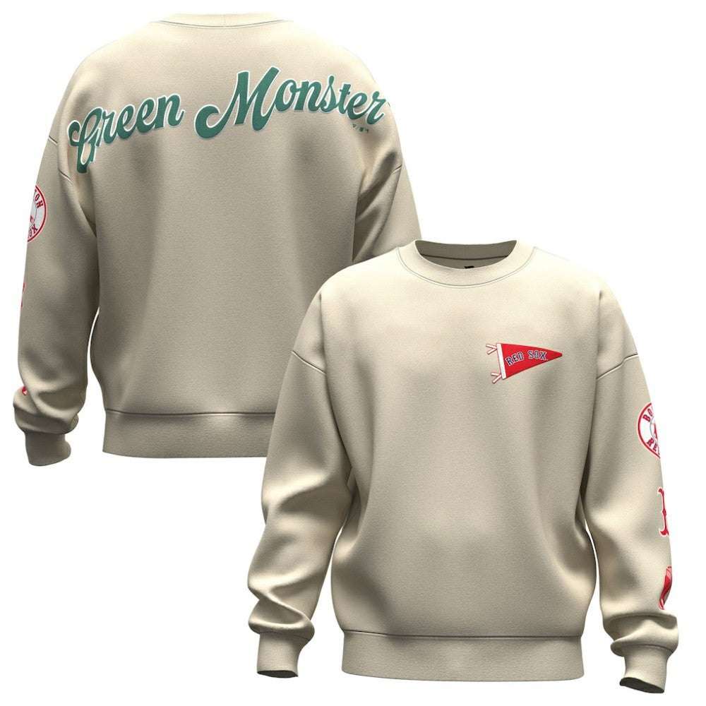 Tan Boston Red Sox Fanatics Unisex Spirit Jersey Fleece Crewneck Pennant Sweatshirt