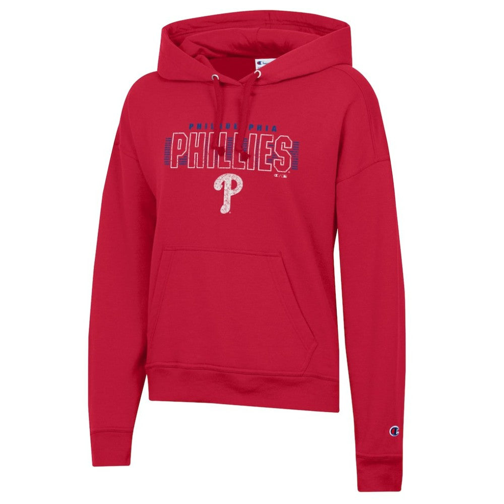 Red Philadelphia Phillies Champion Women's Distressed Powerblend Hoodie