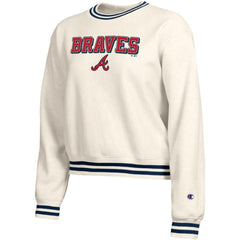 Cream Atlanta Braves Champion Women's Reverse Weave Sweatshirt