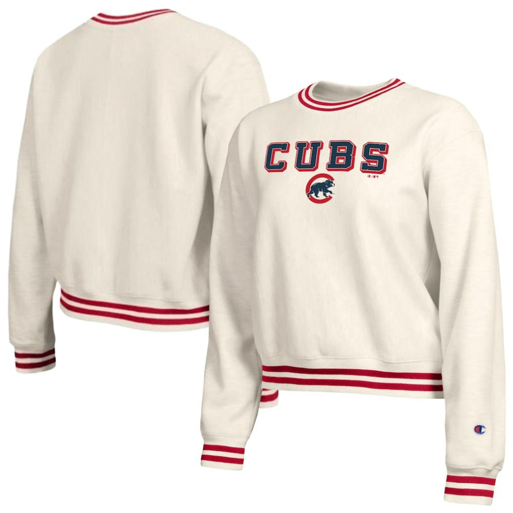 Cream Chicago Cubs Champion Women's Reverse Weave Sweatshirt