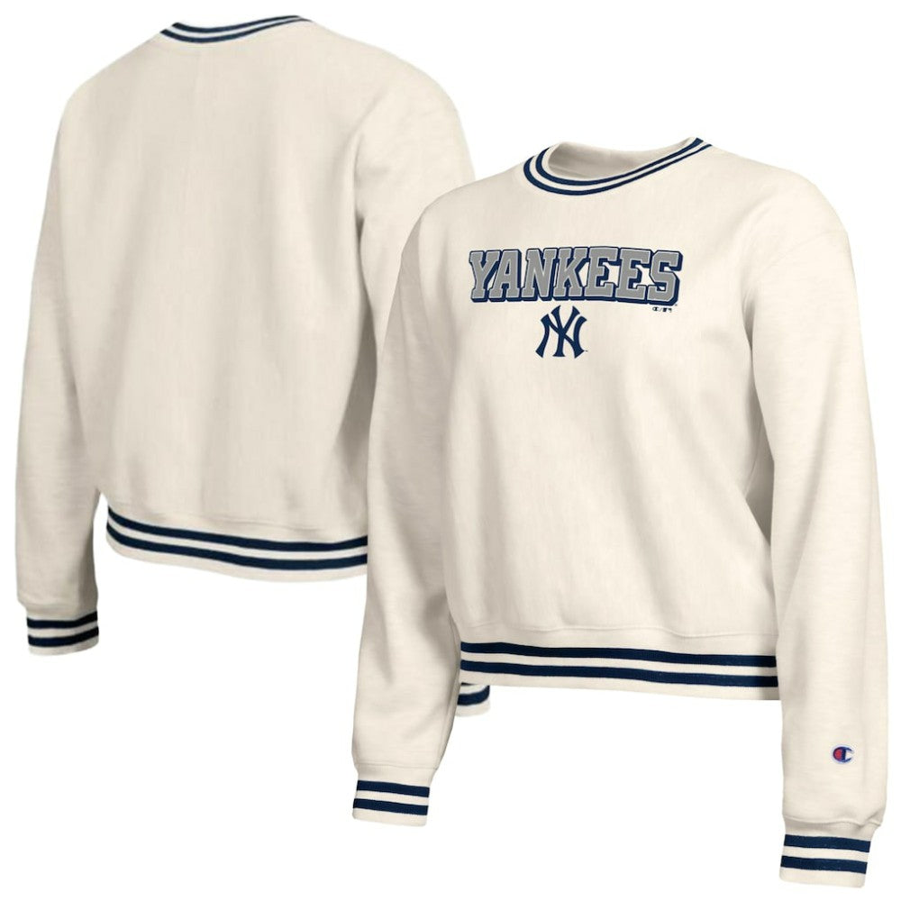 Cream New York Yankees Champion Women's Reverse Weave Sweatshirt