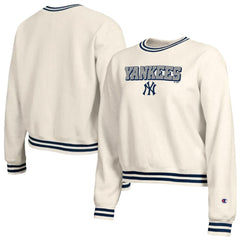 Cream New York Yankees Champion Women's Reverse Weave Sweatshirt