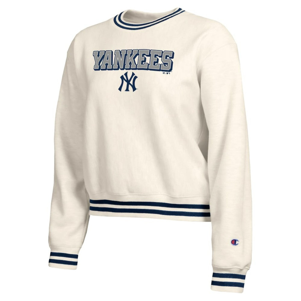 Cream New York Yankees Champion Women's Reverse Weave Sweatshirt