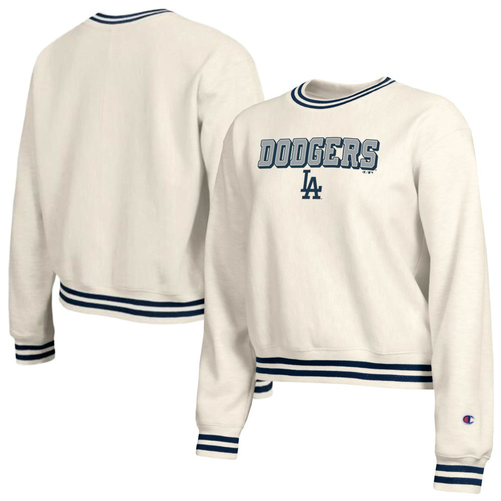 Cream Los Angeles Dodgers Champion Women's Reverse Weave Sweatshirt