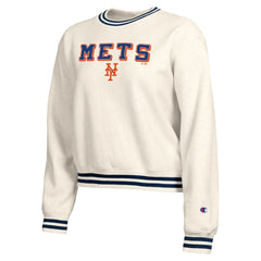 Cream New York Mets Champion Women's Reverse Weave Sweatshirt