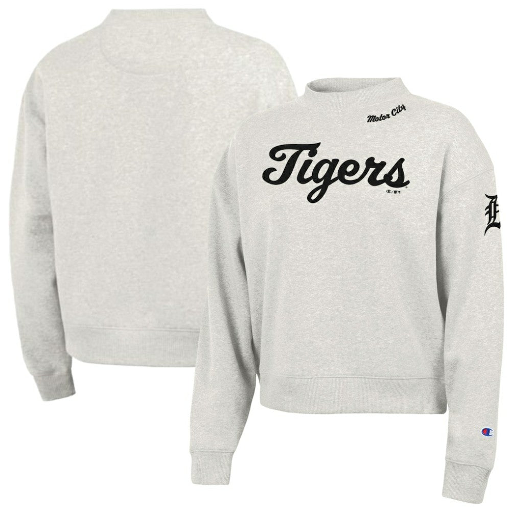 Stone Detroit Tigers Champion Women's Triumph Tri-Blend Sweatshirt