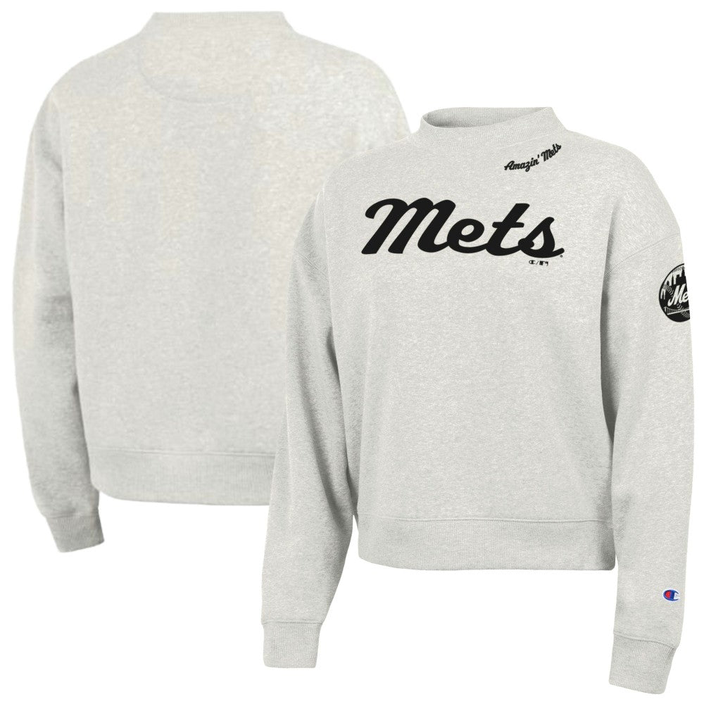Stone New York Mets Champion Women's Triumph Tri-Blend Sweatshirt
