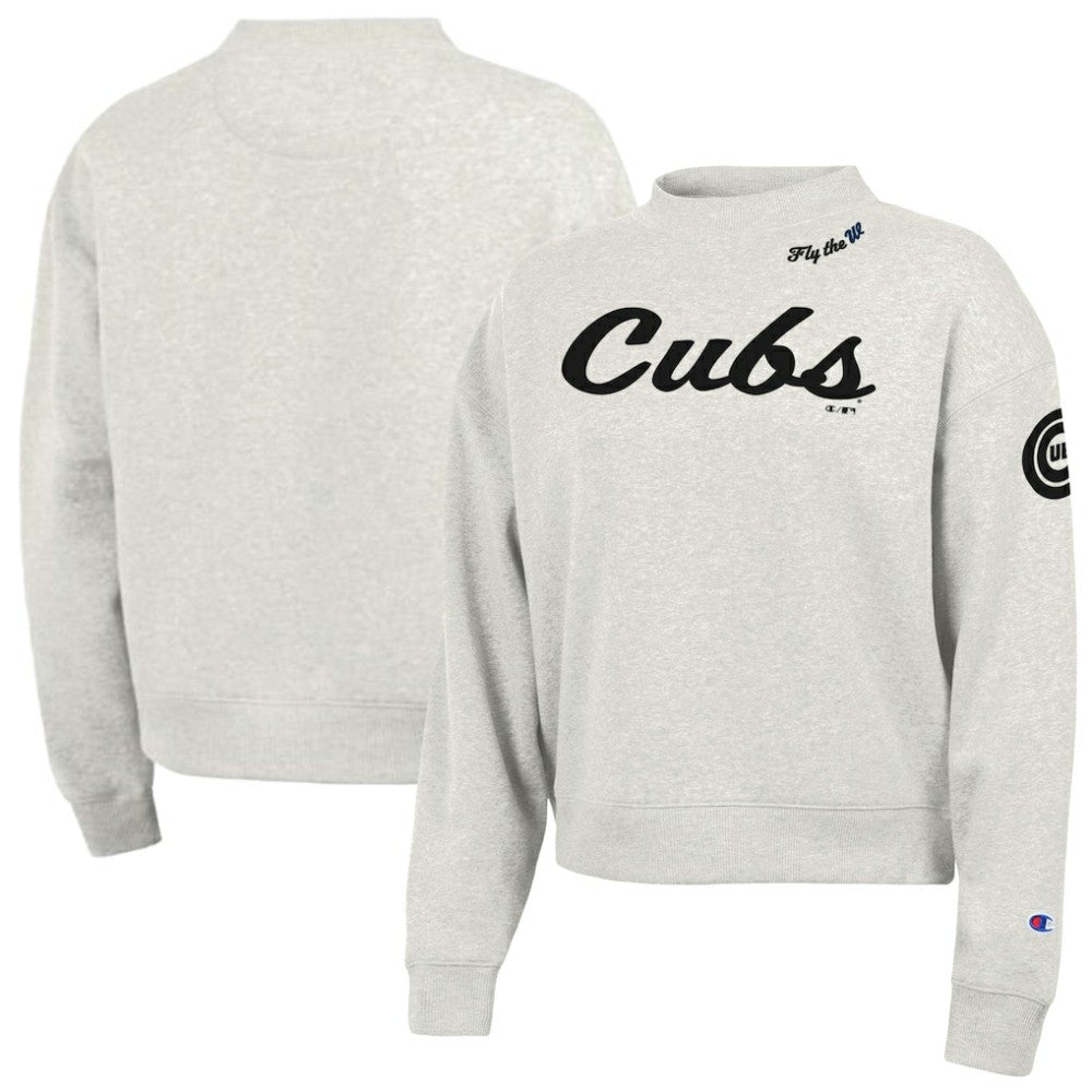Stone Chicago Cubs Champion Women's Triumph Tri-Blend Sweatshirt