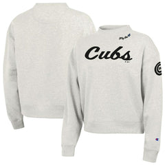 Stone Chicago Cubs Champion Women's Triumph Tri-Blend Sweatshirt