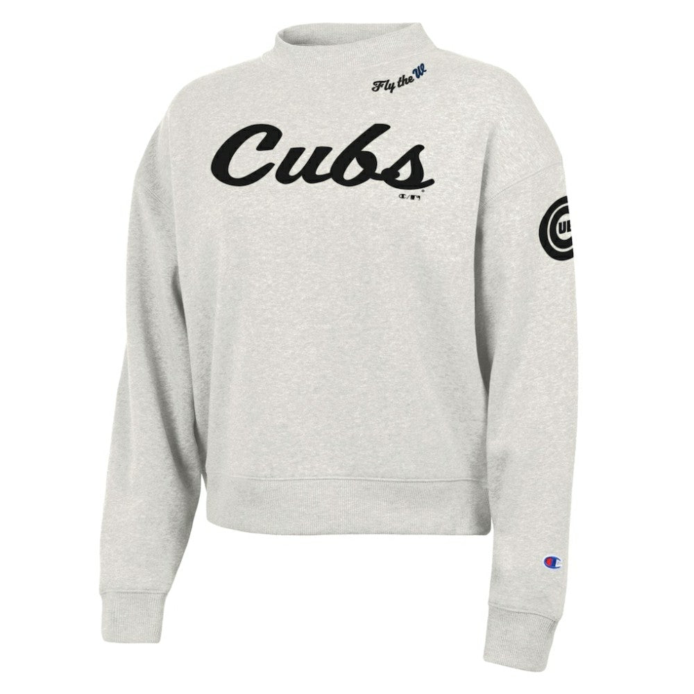 Stone Chicago Cubs Champion Women's Triumph Tri-Blend Sweatshirt