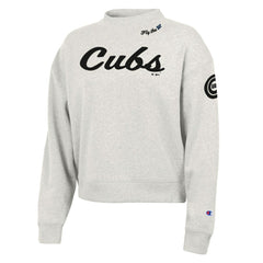 Stone Chicago Cubs Champion Women's Triumph Tri-Blend Sweatshirt