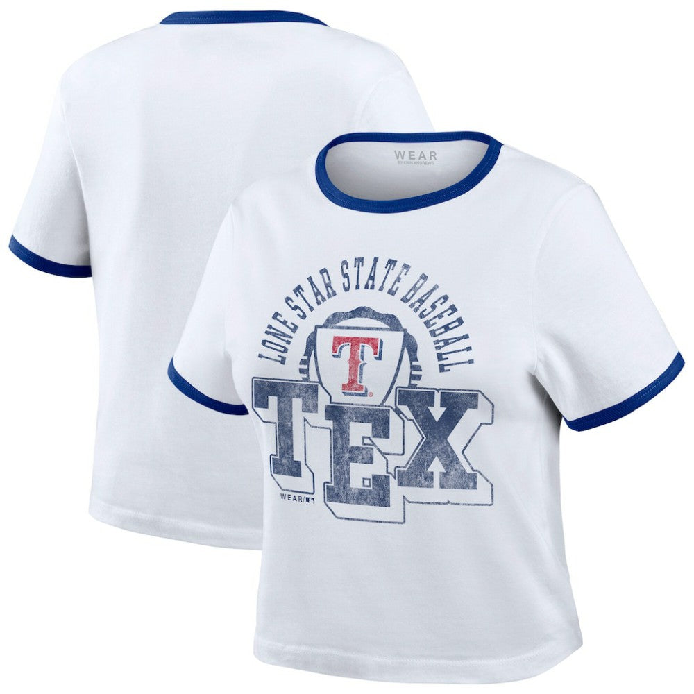 White Texas Rangers WEAR by Erin Andrews Women's Ringer Baby T-Shirt