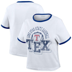 White Texas Rangers WEAR by Erin Andrews Women's Ringer Baby T-Shirt